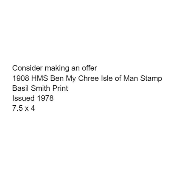 Vtg 1908 HMS Ben My Chree Isle of Man Stamp Basil Smith Print Issue 1978 Ship - Picture 2 of 4
